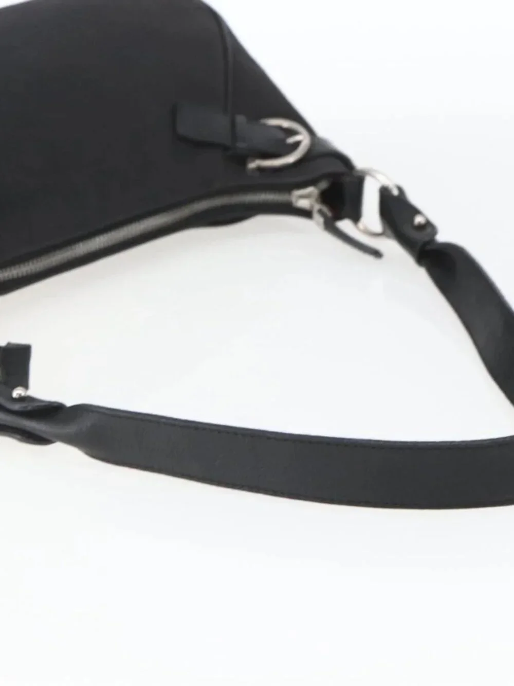 Salvatore Ferragamo Shoulder Bag Canvas Leather Black Silver Auth ka1340